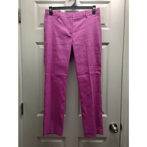 Ann Taylor Women's Size 8 Petite Pink Linen Blend Straight Leg Mid Rise Pants
